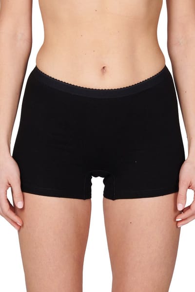 2-pack Panty softly - Dames short - Vrouwen onderbroek - ondergoed - katoen - Badstof kruisje - Zwart / L