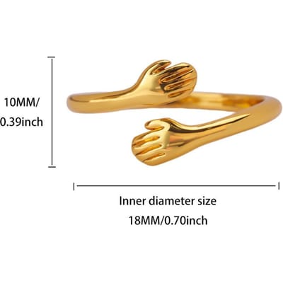 Gotische Knuffelhanden 18K Goudkleurige Anti-Verkleurende Ringen Voor Vrouwen Moeder Roestvrij Staal Ring Punk Feest Sieraden Accessoires Cadeaus beige