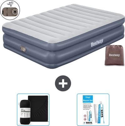 Bestway luchtbed - 2-Persoons - 152 x 203 x 51 cm - Grijs - - Inclusief pomp - Hoeslaken en Reparatieset