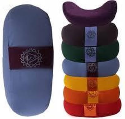 Meditatiekussen blauw 5chakra halve maan - 33x13 - Boekweit - Katoen - 1300 - Blauw - M
