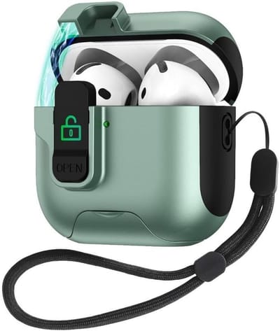 Oortelefoon Case - Beschermhoesje Luxe - Veilig Opbergen - Magnetische Beugel - 10x10x10cm - Groen