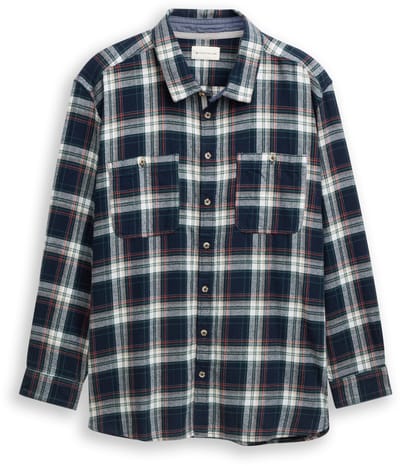 Tom Tailor - Plus Size - Comfort fit flanellen overhemd met ruitjespatroon - Maat 2XL - navy multicolor check