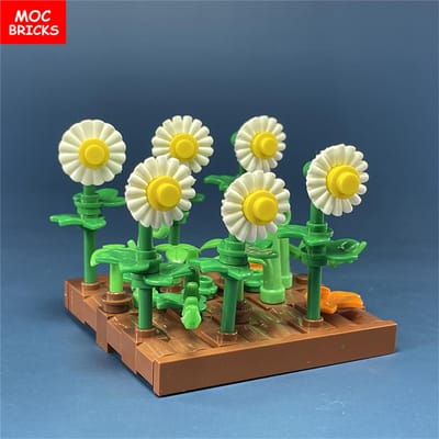 MOC Briques Ferme Village Champ de Légumes Verger Scène Animaux Plantes Poulailler Blocs de Construction Jouets Cadeaux