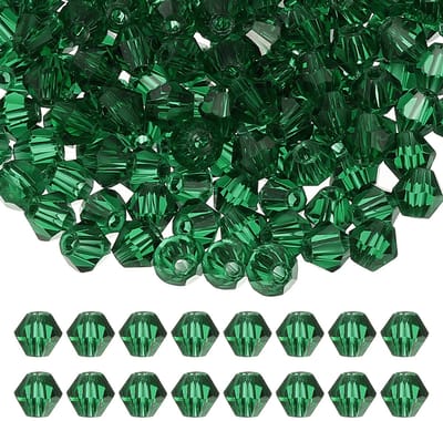 4 mm bicone kristallen kralen, 400 stuks glazen facetgeslepen bicone kralen, losse afstandskralen voor het maken van sieraden, armband, ketting, oorbellen, windgong ambacht, donkergroen