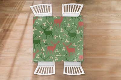 Kerst Tafelkleed - Kerstmis Decoratie - Tafellaken - Patronen - Christmas - Rendier - 100x100 cm - Kerstmis Versiering - Tafeldecoratie Kerstmis - Kerstdecoratie tafel - Tafelversiering