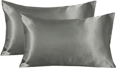 Satijnen -Slik Kussenslopen- Anti Allergeen -  Set van 2 - 60x70cm Antraciet