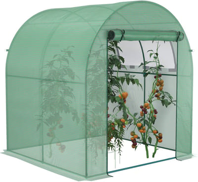 Outsunny-Stahl, Kunststoff-Grün-180L x 180B x 200H cm-Gewächshaus