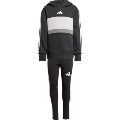 Adidas Seasonal Essentials Tiberio 3 Stripes Fleece Leggings Trainingspak Zwart 6-7 Years Meisje