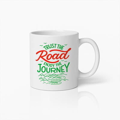 Trust the Road Enjoy the Journey Mok 330ml – Inspirerende Reismok, Motiverend Cadeau voor Avonturiers en Dromers