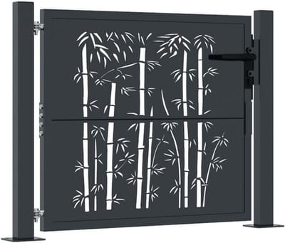 Tuinpoort met Bamboe-uitstraling 100x100 cm Antraciet Staal