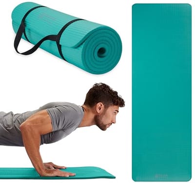 Dikke yogamat voor fitness en oefeningen met draagriem - 182 cm x 61 cm, extra dik