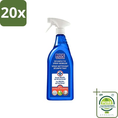 20 x Blue Wonder Desinfectie Reiniger Spray 750 ml - Grootverpakking - Desinfectie Spray - Bacterieën Verwijderen - Virus Verwijderen - Schoonmaakmiddel - Hygiëne