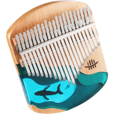 Hluru Kalimba duimpiano 21 toetsen beukenhout duimvingerpiano draagbaar muziekinstrument blauw beige