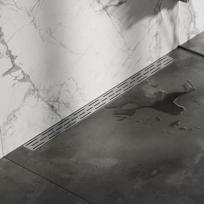 Brauer Douchegoot met Standaard Rooster en Flens Voor Wandmontage - 100 cm - Rvs Geborsteld