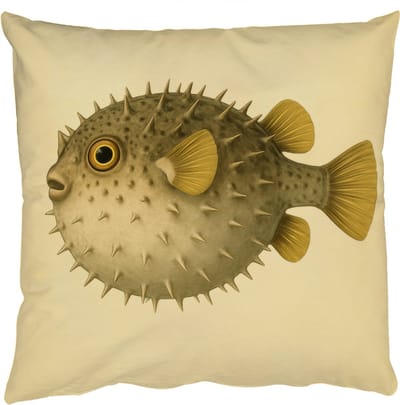 Sierkussens - Kussentjes Woonkamer - 50x50 cm - Stekels - Vis - Opgeblazen - Bruin