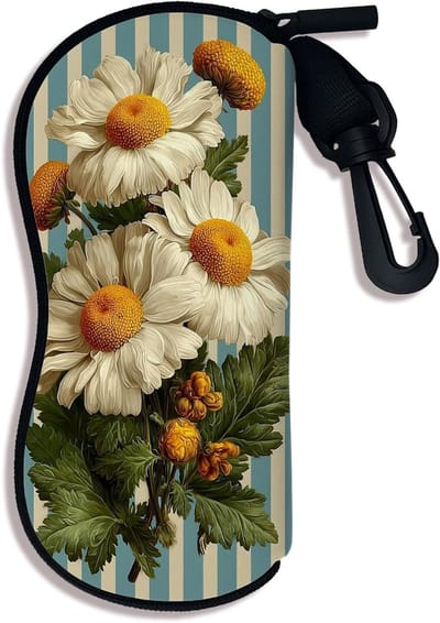 Zonnebril Etui - Brillenhoes Stevig - Brillen Beschermen - Ultralicht Neopreen - 17 x 8 x 3.6 cm - Vintage Bloem