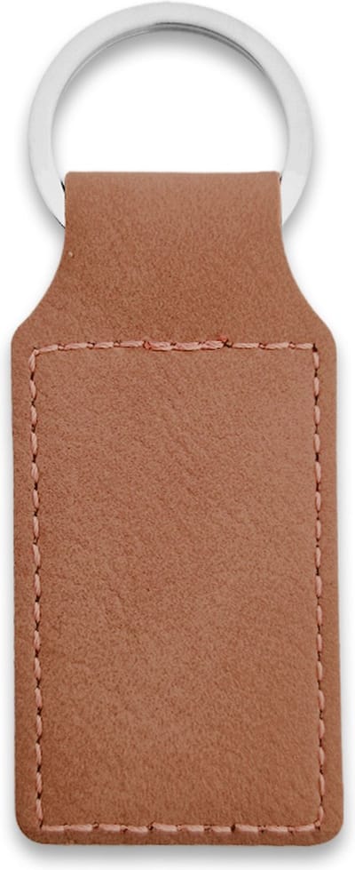 CombiCraft Blanco leren sleutelhanger rechthoek 33x70mm bruin - 5 stuks