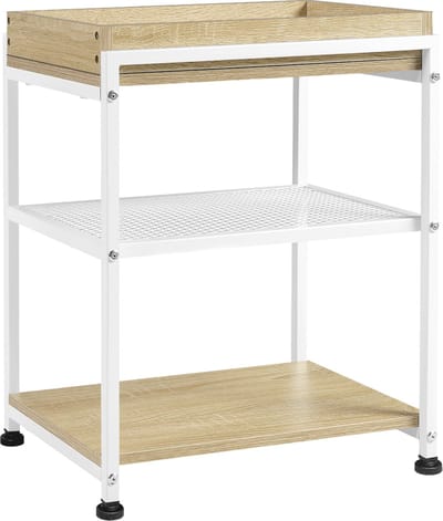 BukkitBow - Bijzettafel met Afneembaar Dienblad - Rollende Opslagkar - Licht Hout