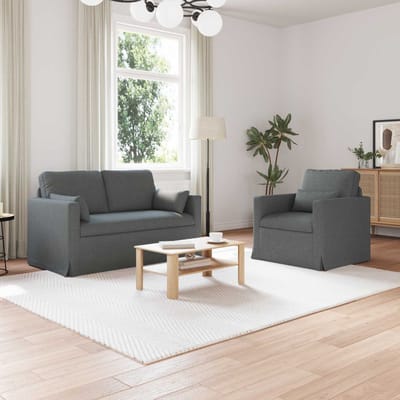 vidaXL Bankstel 2 pcs Donkergrijs 139 x 78 x 80 cm Stof