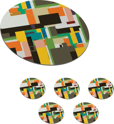 Onderzetters voor glazen - Rond - Geometrisch - Patronen - Abstract - 10x10 cm - Glasonderzetters - 6 stuks