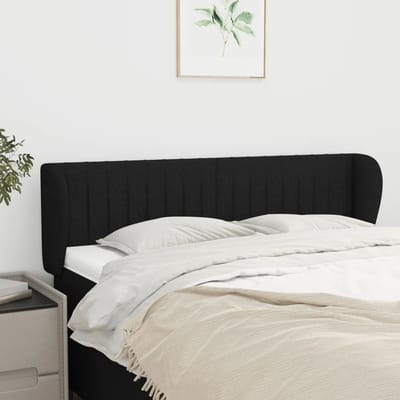 vidaXL - Hoofdbord - met - randen - 147x23x78/88 - cm - stof - zwart