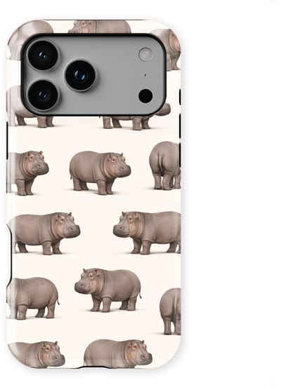 Safari Tough Case geschikt voor iPhone 17 Pro | Premium hoesje met Safari Dieren Design | Geschikt voor Mag | Dieren Print Backcover geschikt voor iPhone 17 Pro Nijlpaard