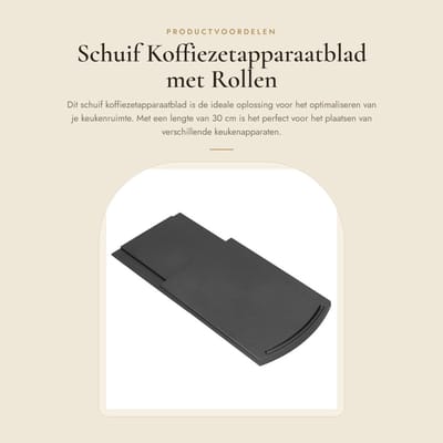 Dailygoods- Koffiezetapparaatblad Uittrekbaar - Onderkast Werkblad - Keukenmat - Schuifrol - Duurzaam ABS - Vaatwasmachinebestendig - Keukenblad