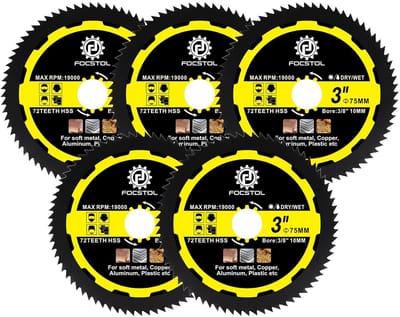 Diamantdoorslijpschijven Set 5 stuks 75 mm voor Zacht Metaal Koper en Aluminium