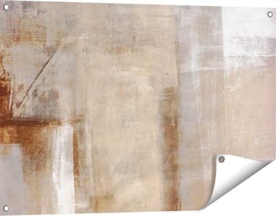 Gards Tuinposter Abstracte Kunst Bruin met Beige - 90x60 cm - Tuindoek - Tuindecoratie - Wanddecoratie buiten - Tuinschilderij
