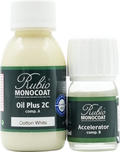 Rubio Monocoat Oil Plus 2C - Ecologische Houtolie in 1 Laag voor Binnenshuis - Cotton White, 130 ml (5 m²)