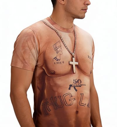 Thug Life Gangster Shirt - Blote Buik - Tattoo - T-shirt