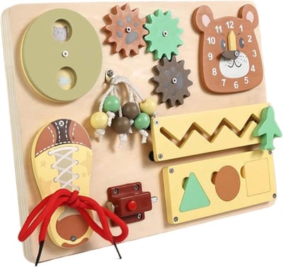 Houten Activiteitenbord - Sensory Board - Ontwikkeling Peuters - Veilig Duurzaam Hout - 30x22cm - Multifunctioneel