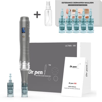 Originele Dr.Pen Ultima M8 - Draadloze Dermapen - Digitale Snelheidweergave - Microneedling - Huidverzorging - incl. 5x 16 pin naalden (merk esterance) & Sprayflesje 50 ml voor desinfectie