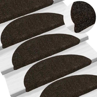 vidaXL - Trapmatten - Zelfklevend - 5 - stuks - 56x17x3 - cm - Donkerbruin - Halfrond