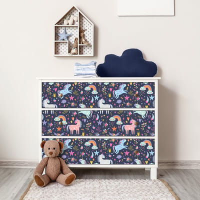 Sticker voor kindermeubels - Eenhoornwereld - 40 x 60 cm