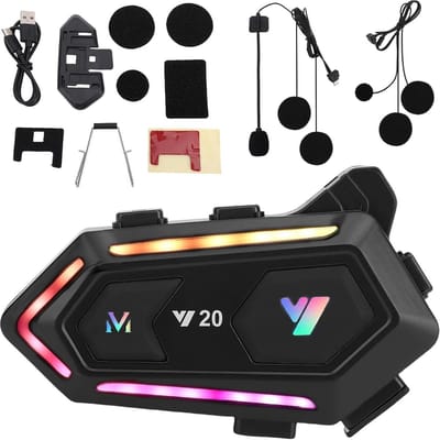Bluetooth Motorfiets Helm Communicatieset met Ruis Onderdrukking en RGB Verlichting