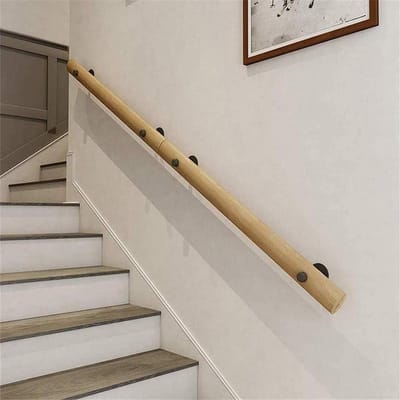 CHEWYNP Muur Houten Trapleuning 30-300cm, Trap Leuningen Voor Villas, Lofts, Interieurs Veiligheid Banister Leuningen, Gang Antislip Steunstang, Complete Kit (Maat: 270cm)