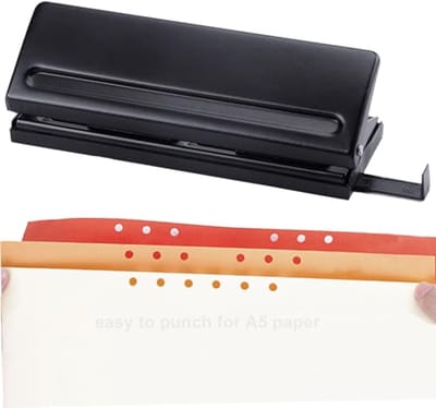 6-gaats perforator - Metaal perforator Verstelbare perforator - Papier organiseren - Instelbare afstand tussen gaten - 6 mm gaten - Roze