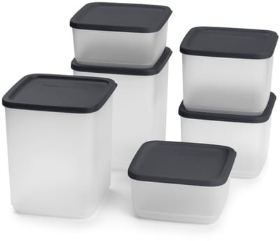 Tupperware Cubix Set Zwart (6 stuks) — voorraad bakjes