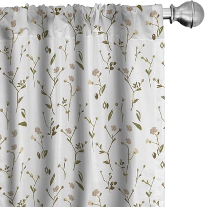 ABAKUHAUS Bloemen Gordijnen – Weidebloemen – 2x75x175 cm – Wit