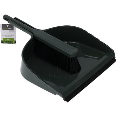 Pro Garden Stoffer en blik - groen - 40 x 33 x 11 cm - kunststof - vegen