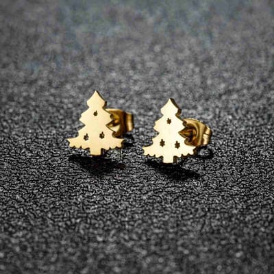 WeLoveSilver - oorbellen - goudkleurige kerstboom - hypoallergeen - 6 cm