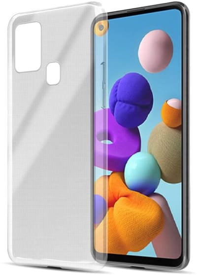 Cadorabo Hoesje geschikt voor Samsung Galaxy A21s in VOLLEDIG TRANSPARANT - Beschermhoes gemaakt van flexibel TPU Silicone Case Cover