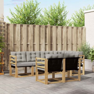 vidaXL - Buiten - bank - set - 7 - st - Wit - en - Lichtgrijs