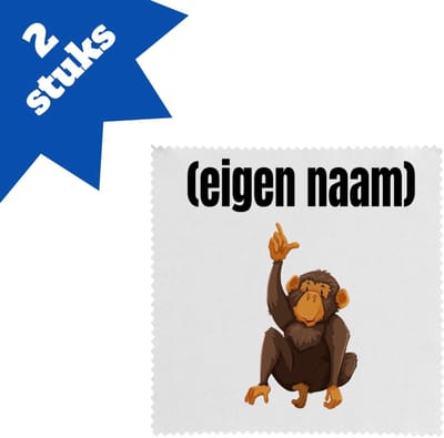 Akyol - aap met eigen naam brillendoekjes - Aap - apen liefhebbers - leuk cadeau voor iemand die houdt van apen - cadeau - kado - 17,8 bij 17,8 cm - 2 stuks
