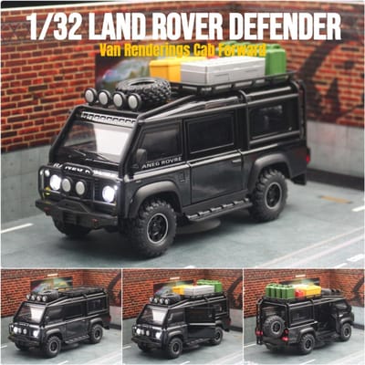 1/32 Land Rover Defender Van Renderings Cab Forward Speelgoedauto Model Diecast SUV Off Road Bus Voertuig Miniatuur Collectie Cadeau Kind