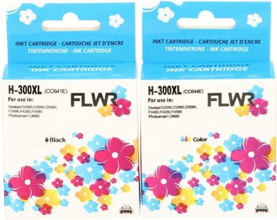 FLWR - Inktcartridge / 300XL / 2-pack / Zwart & Kleur - Geschikt voor HP