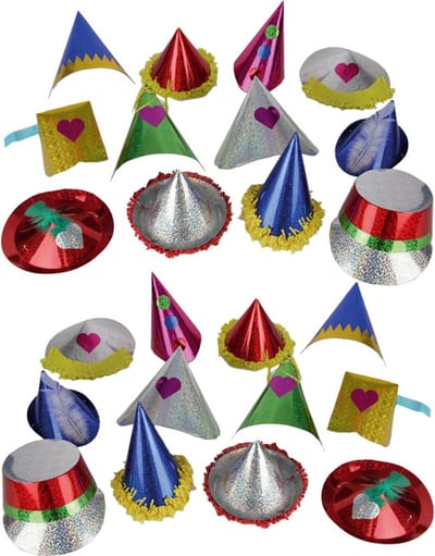 Papieren/kartonnen glitter feesthoedje voor kinderen - 6x - Verjaardag hoedjes