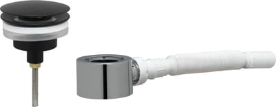 Ben Push Wastafel Afvoerplug Set - Afsluitbaar - met plat Meubelsifon 5/4" - Gestructureerd zwart