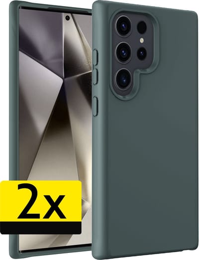Hoesje - 2 Stuks - Geschikt voor Samsung Galaxy S24 Ultra - Sterk & Shockproof - Case Siliconen - Back Cover - Telefoon Hoes - Telefoonhoesjes - Donkergroen
